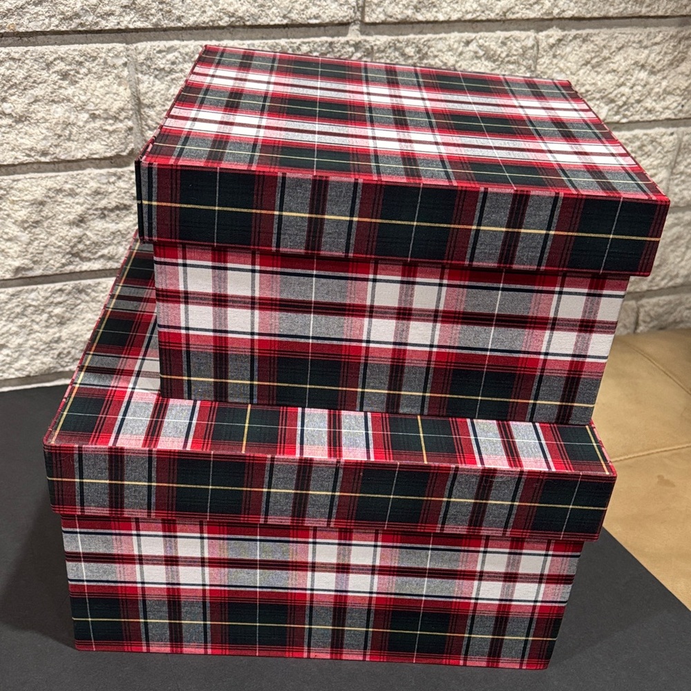 Plaid Storage Gift Boxes - Red and Black